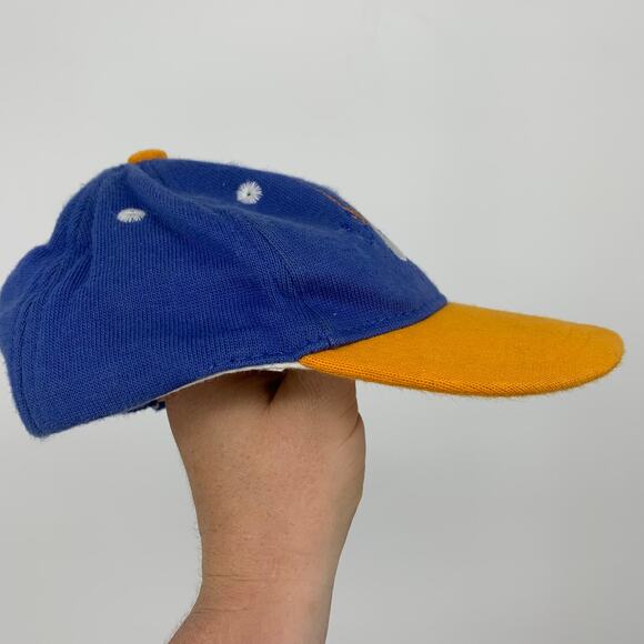 NIKE Vintage Style Kids Blue Yellow Embroidered Logo Hat with Stretch Fit - Picture 2 of 6